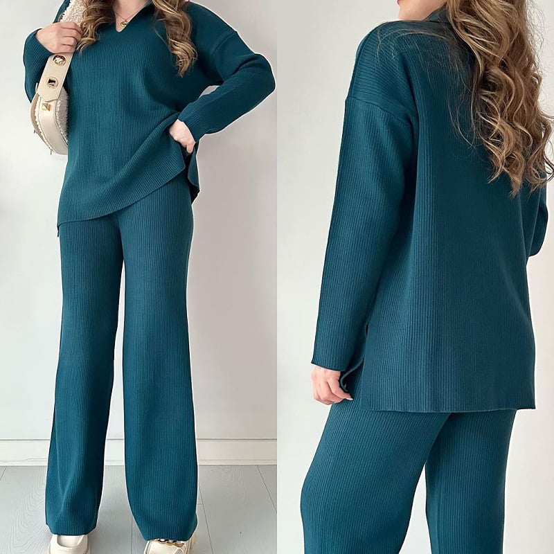 Snow - Zomerse tweedelige set met V-hals en zijsplitten