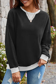 Casual Oversized Dames Sweatshirt met Kleurvlakken en Lange Mouwen