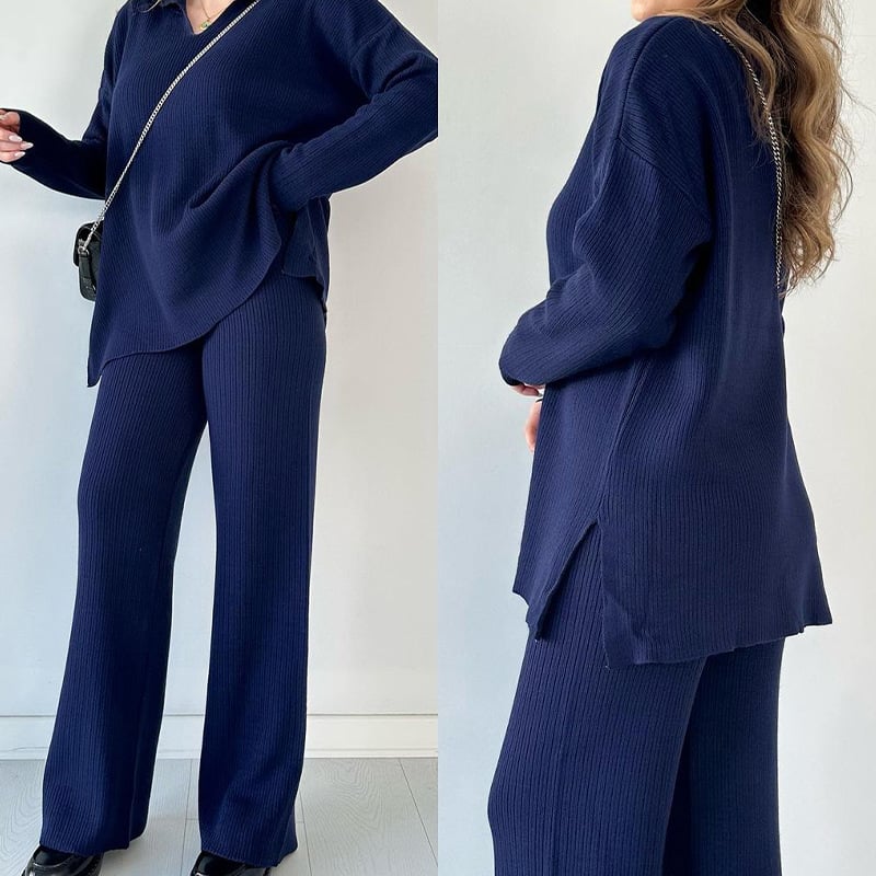 Snow - Zomerse tweedelige set met V-hals en zijsplitten