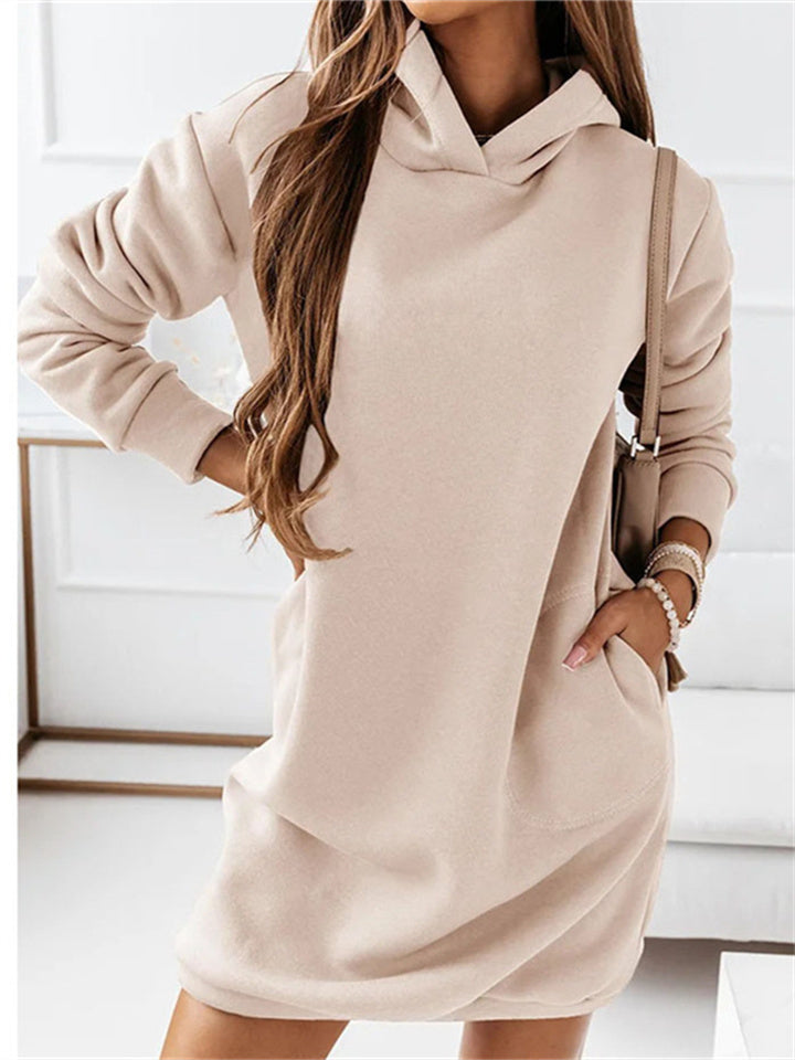 Effen kleur hoodie met lange mouwen voor comfort en veelzijdigheid