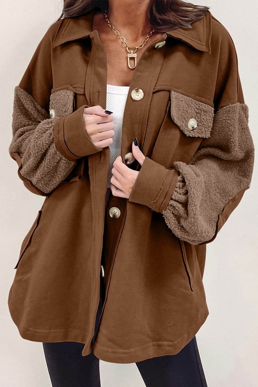 Trendy Oversized Damesoverhemd met Decoratieve Stiksels en Elleboogpatches