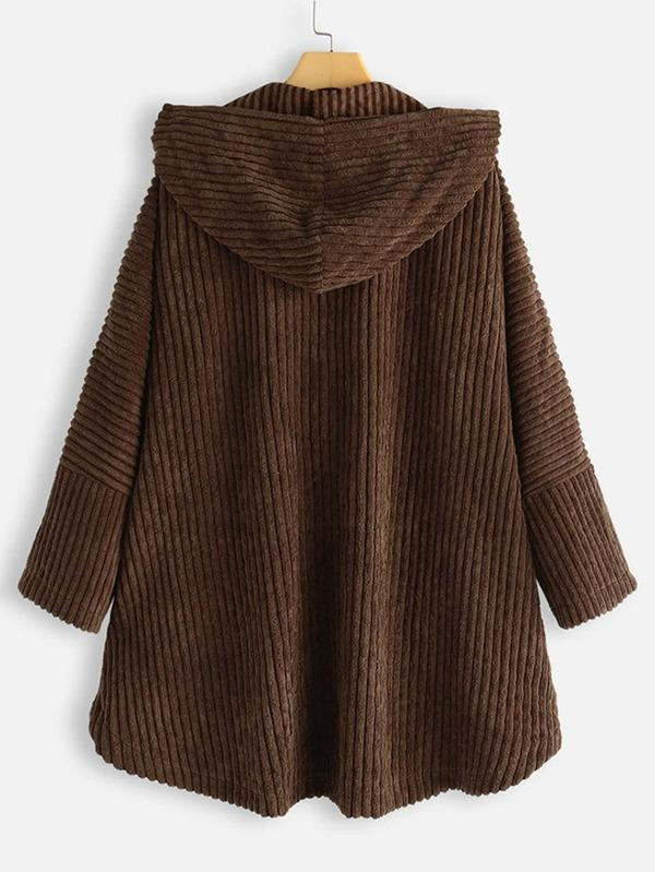 Plus Size Hoodie Jas voor Vrouwen met Hoge Lage Zoom