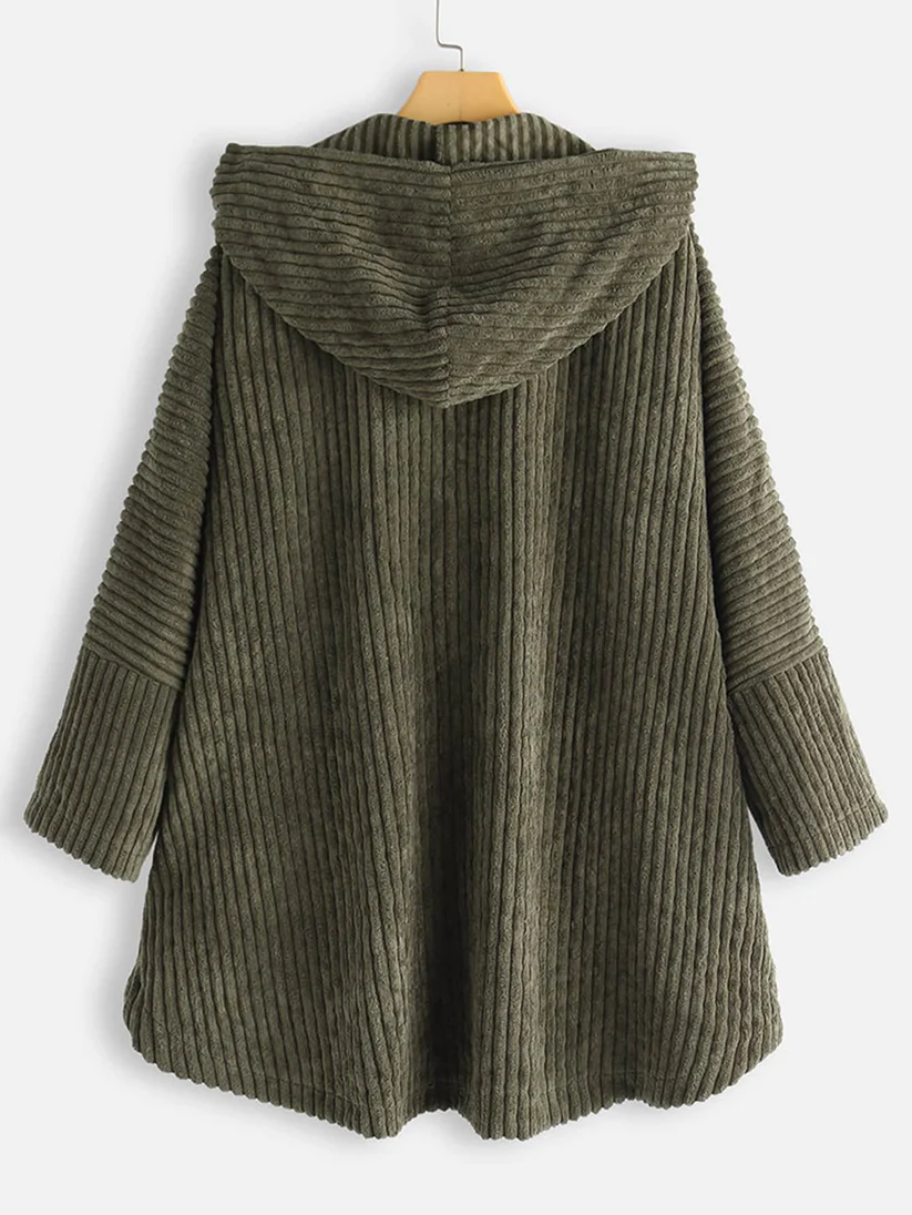 Plus Size Hoodie Jas voor Vrouwen met Hoge Lage Zoom