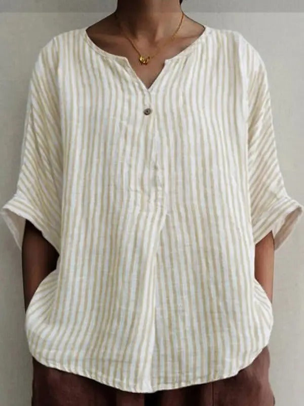 Esme - Lichte blouse met geometrische print en halve mouwen