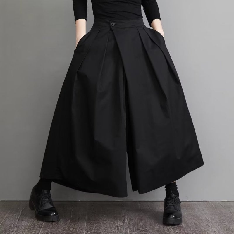 Stijlvolle Hoge Taille Broek met Wijde Pijpen en Effen Kleur