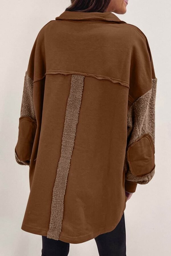 Trendy Oversized Damesoverhemd met Decoratieve Stiksels en Elleboogpatches