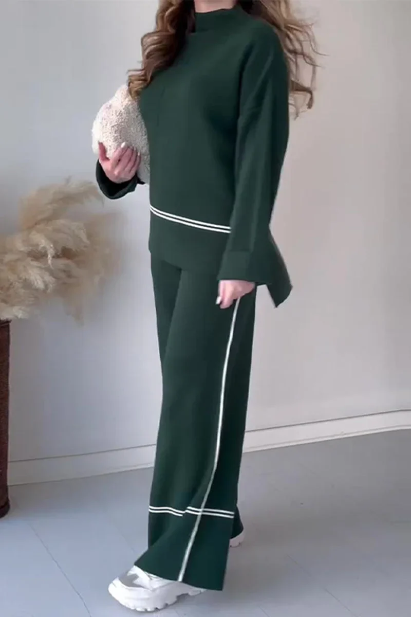 Casual Set met Patchwork Turtleneck en Lange Mouwen voor Dames