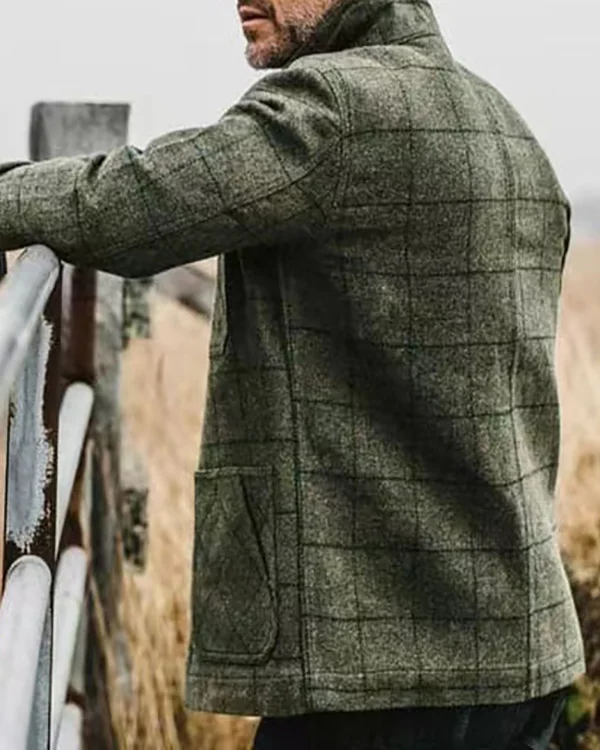 Herenblazer met Geruit Patroon en Elegante Revers – Voor Een Unieke Uitstraling