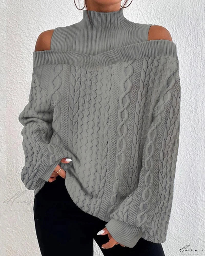 Stijlvolle Cold Shoulder Top met Textuur Details