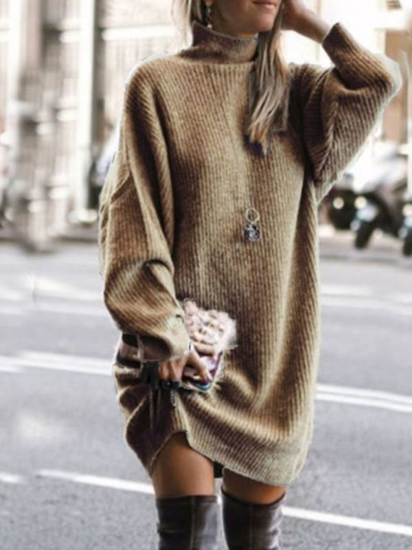 Casual damesjurk met lange mouwen en losse pasvorm – Halflang model