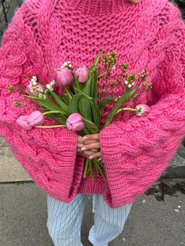 Trendy oversized damestrui met ronde hals en ruime mouwen