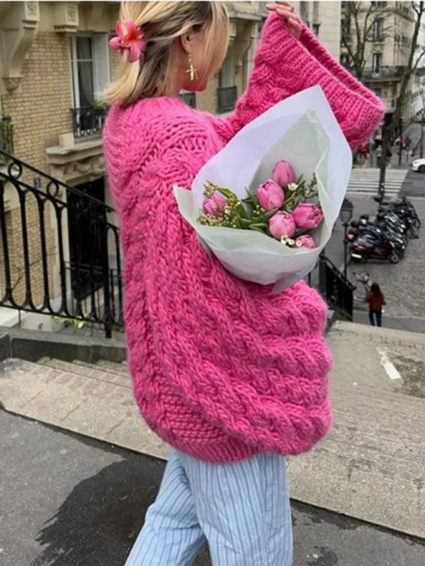 Trendy oversized damestrui met ronde hals en ruime mouwen
