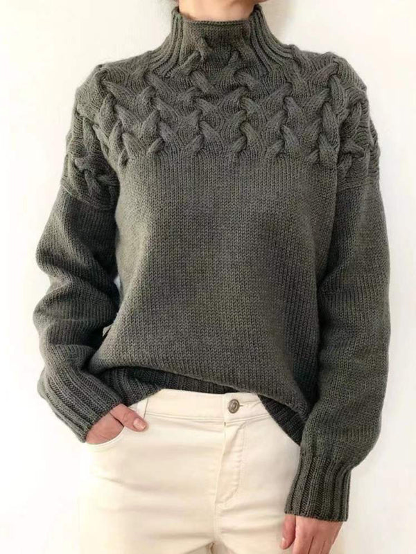 Casual coltrui damestrui met lange mouwen in effen kleur voor herfst en winter