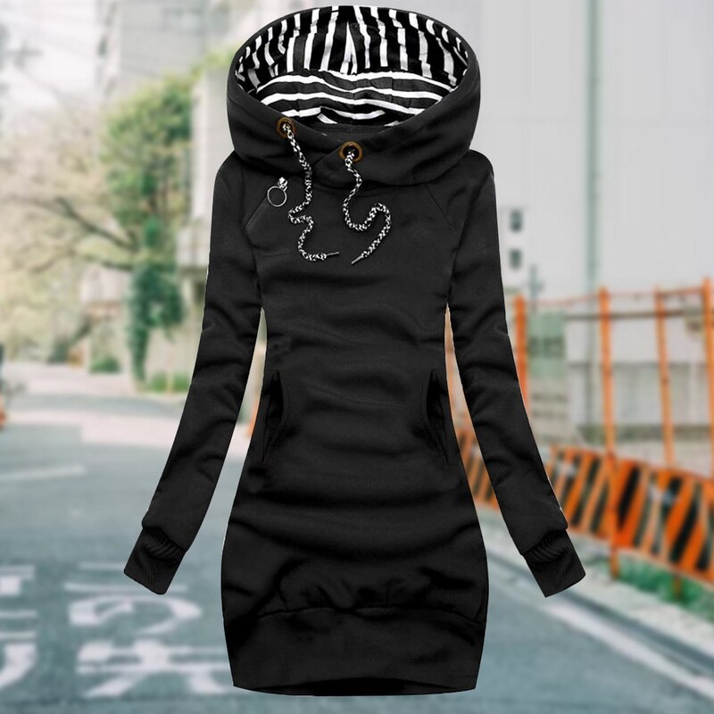Comfortabele en trendy hoodie jurk met diepe capuchon
