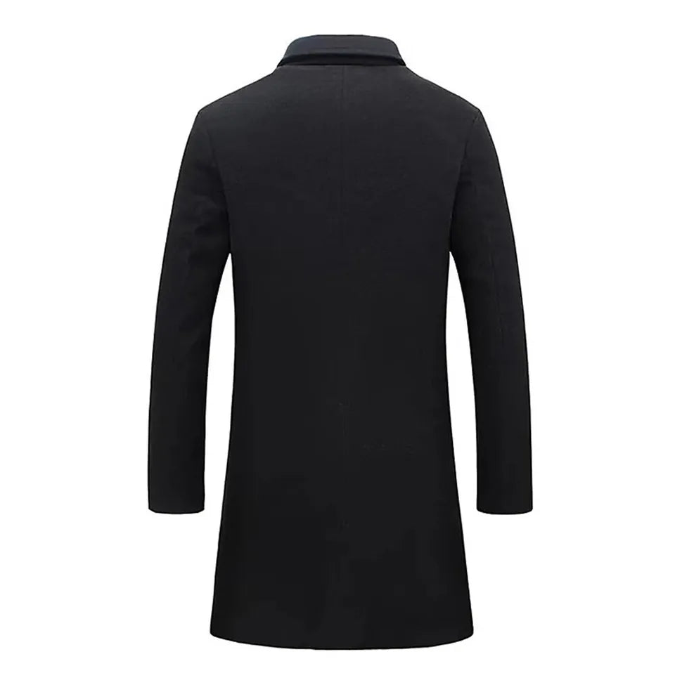 Elegante heren winterjas met enkelrijs sluiting en klassiek silhouet