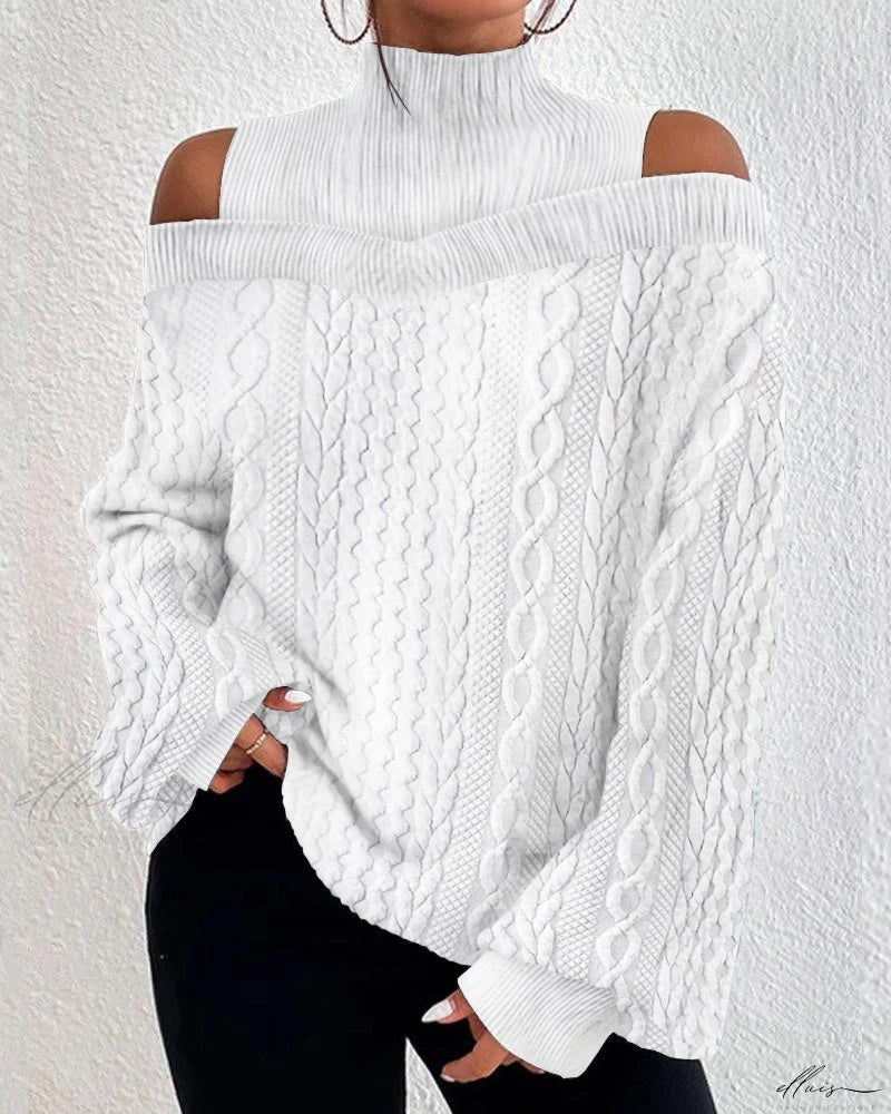 Stijlvolle Cold Shoulder Top met Textuur Details