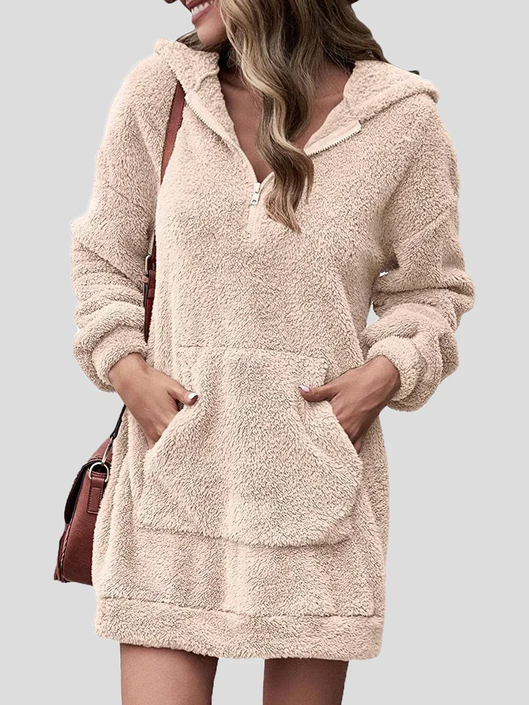 Hoodie Jurk met Lange Mouwen, Rits en Zakken voor Dames