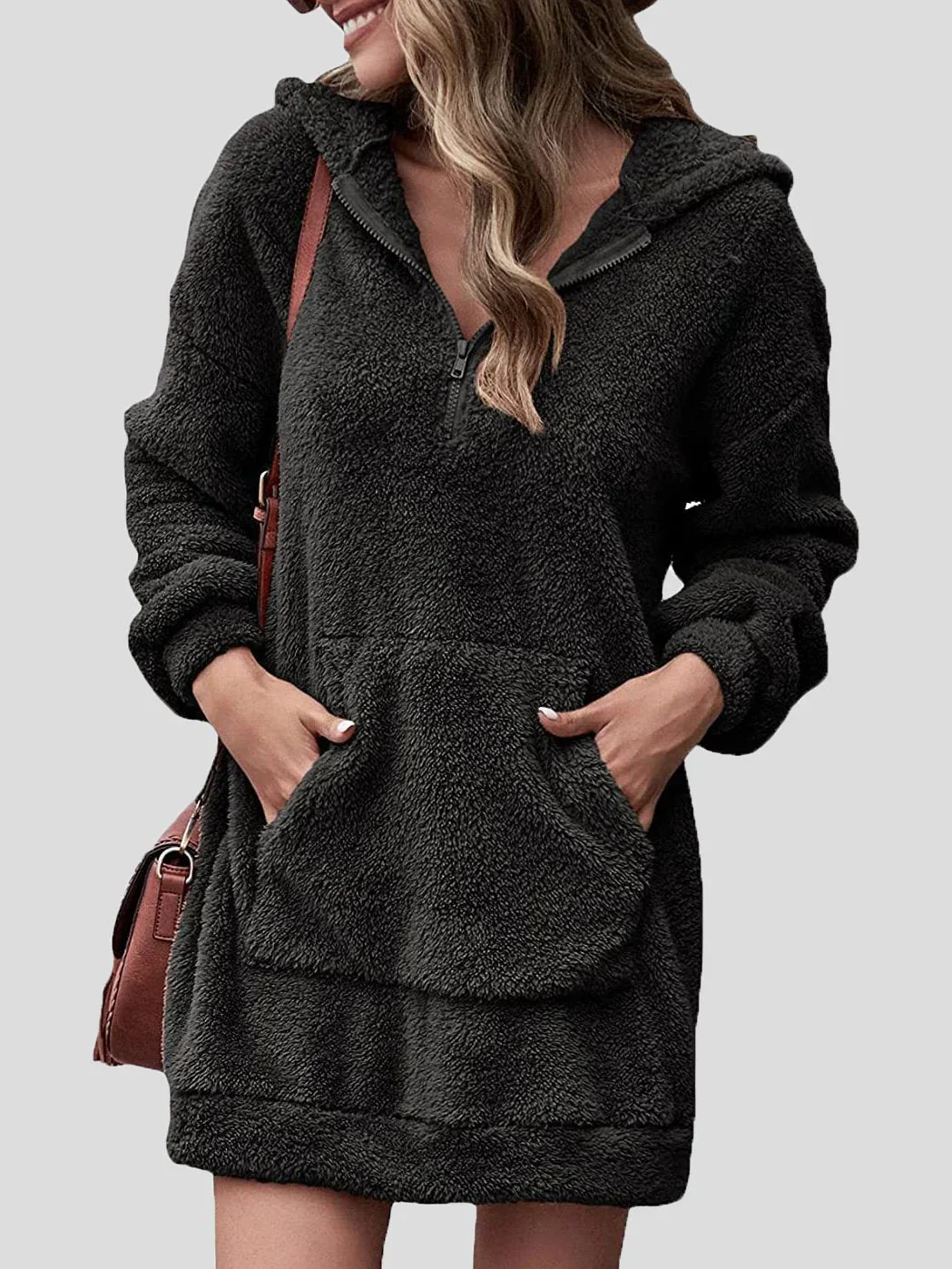 Hoodie Jurk met Lange Mouwen, Rits en Zakken voor Dames