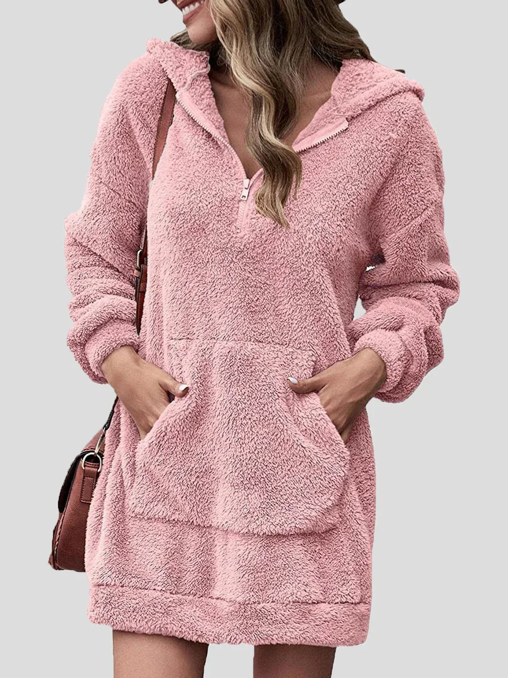 Hoodie Jurk met Lange Mouwen, Rits en Zakken voor Dames